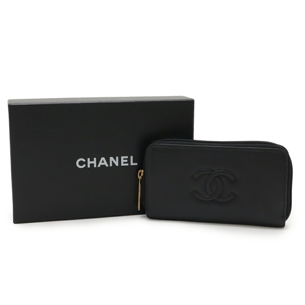 CHANEL Authentic Black Caviar Leather Logo Wallet - Picture 10 of 10